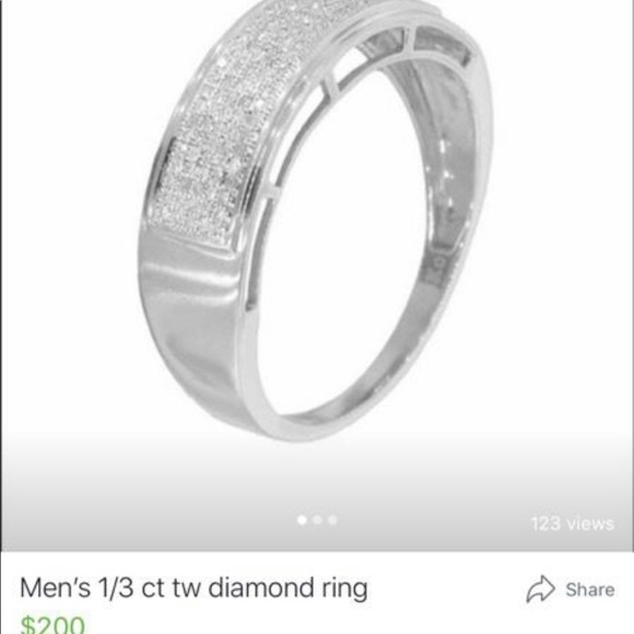 Men’s silver 1/3 ct total weight diamond ring - Picture 4 of 4